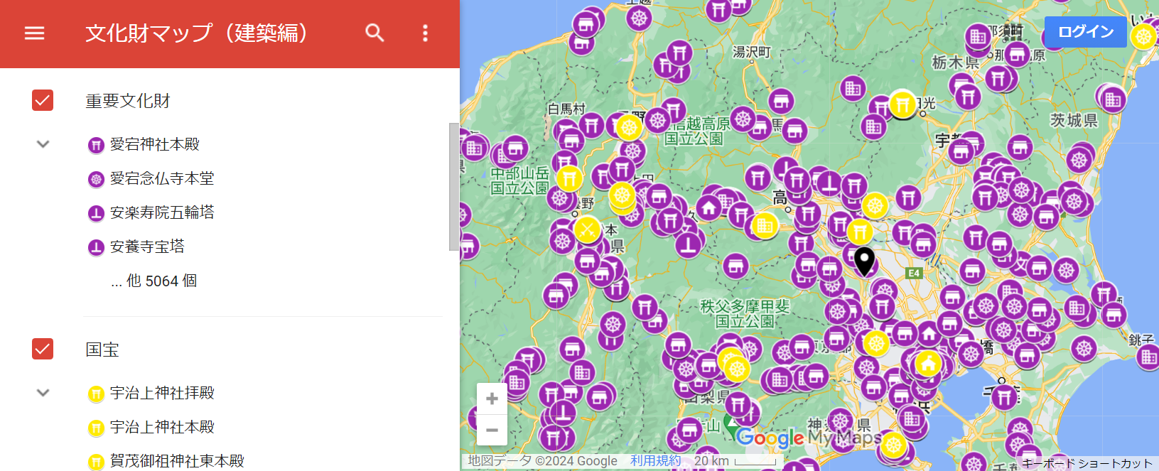 Googleマイマップ版文化財マップ mymap
